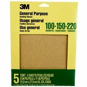 3M 9" x 11" Sand-Pak Production Sanding Sheet, Assorted Grits, PK 5 9005